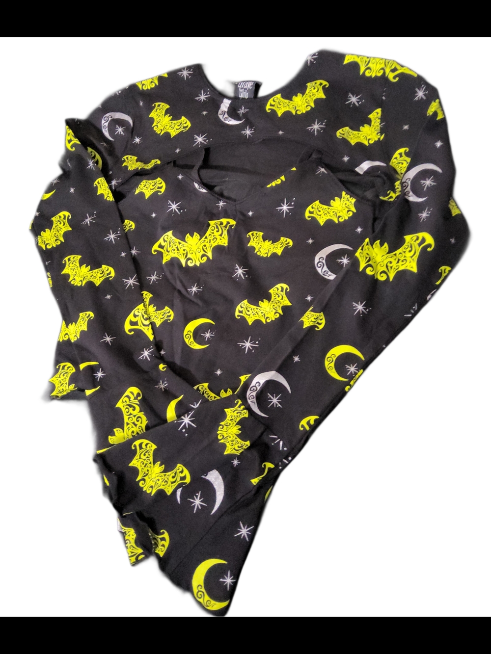 Women's Black Halloween Bat Print Long Sleeve Top